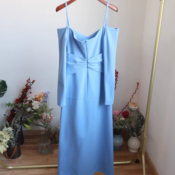 Alexis Elisabet Midi Dress Azul Blue XSmall Off the Shoulder Cocktail - Picture 6 of 6